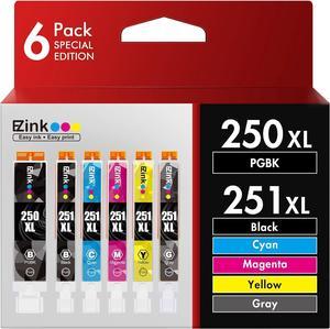 E-Z Ink (TM Compatible Ink Cartridge Replacement for Canon PGI-250XL PGI 250 XL CLI-251XL CLI 251 XL to use with Pixma IP8720 (1 Large Black, 1 Cyan, 1 Magenta, 1 Yellow, 1 Small Black,1 Gray) 6 Pack