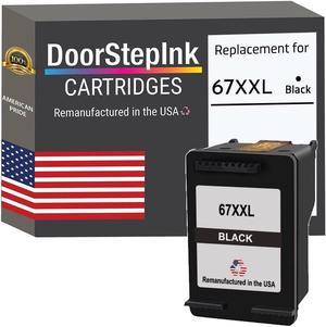 DoorStepInk Remanufactured in The USA Ink Cartridge Replacement HP 67XXL 67 XXL Black  DeskJet 2724 2725 2755e 4155 e Envy 6055 6075 6455