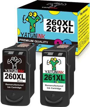 YATUNINK Remanufactured Ink Cartridge 260 261 Replacement for Canon PG-260XL CL-261XL PG-260 XL CL-261 XL 260 and 261 XL Ink Cartridges for Canon Pixma TS6420 TS5320 TR7020 Printer Ink (1Black 1Color)