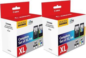 Canon 2 Pack PG-260XL Black & CL-261XL Color Ink Cartridge Value Pack for PIXMA TS5320 Printers