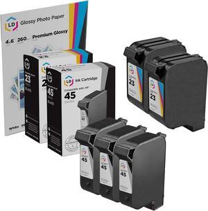 LD Remanufactured Ink Cartridge Replacements  51645A (HP 45) Black and HP C1823D (HP 23) Color (3 Black and 2 ...