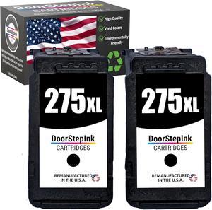 DoorStepInk Remanufactured in The USA Ink Cartridges for Canon 275XL, PG-275XL Black Pack of 2