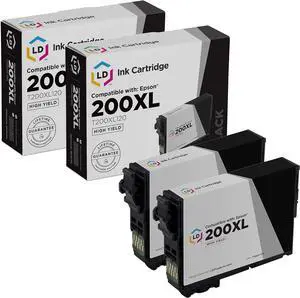 LD Remanufactured Epson 200 / 200XL / T200XL120 Set of 2 High-Yield Black Ink Cartridges for use in Expression ...