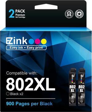 E-Z Ink Remanufactured Ink Cartridge Replacement for Epson 802XL 802 XL T802XL T802 XL Black Ink Cartridges to use with Workforce Pro WF-4740 WF-4730 WF-4720 WF-4734 EC-4020 EC-4030 (2 Black)