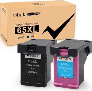 V4ink Remanufactured Ink Cartridge Replacement  65XL Compatible with Envy 5010 5020 5055 5052 Deskjet 3755 2655 3720 3722 3752 3758 2652 2624 Printer (1 Black 1 Color)