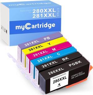 myCartridge 6-Pack Compatible Ink Cartridge Replacement for Canon 280 XXL 281XXL PGI-280XXL CLI-281XXL Fit with Canon PIXMA TS8120 TS8220 TS9120 (Black PGBK Cyan Magenta Yellow Photo Blue) Ink Printer