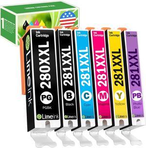 Limeink 6 Pack Compatible PGI-280XXL CLI-281XXL High Yield Ink Cartridges Replacements for Canon Pixma TR7520 TR8520 TS6120 TS8120 TS9120 (1 Bk, 1 PB Bk, 1 Cyan, 1 Magenta, 1 Yellow, 1 Photo Blue)