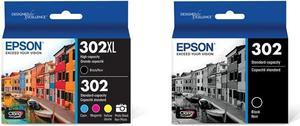 Epson T302XL-BCS Claria Premium Ink Cartridge Multi-Pack - High-Capacity Black and Standard-Capacity Photo Black and Colour (CMYPB) & T302020-S Claria Premium Standard-Capacity Ink Cartridge - Black