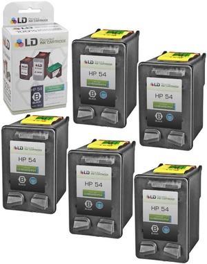 LD Remanufactured Replacement Ink Cartridges for (HP) CB334AN (HP 54) High Yield Black (5 Pack)