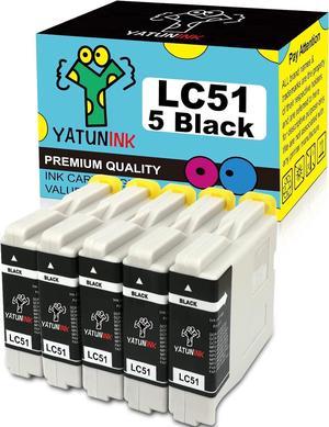 YATUNINK Compatible Ink Cartridge Replacment for Brother LC51BK Ink Cartridge LC51 Ink Cartridges for Brother MFC-230C MFC-240C MFC-440CN MFC-465CN MFC-665CW MFC-685CW MFC-845CW Printer Ink(5 Black)