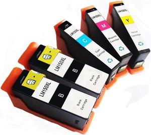 Inkcool Compatible Set of 5 Pack Lexmark 150XL 150 XL Black Cyan Magenta Yellow Ink Cartridge for Lexmark Pro715, Pro915, S315, S415, S515