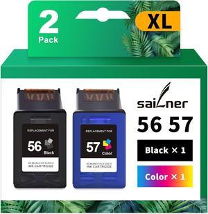 SAILNER Remanufactured Ink Cartridge Replacement  56 57 Ink Cartridge Combo Pack use with PhotoSmart 7760 7960 7660 DeskJet F4180 5650 OfficeJet 5510 4255 PSC 2410 1350 Printer Black Color 56 57