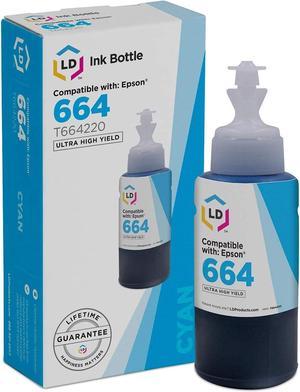 LD Compatible Ink Bottle Replacement for Epson 664 T664220 High Yield (Cyan)