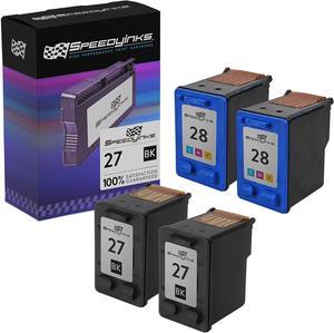 SPEEDYINKS Remanufactured Ink Cartridge Replacement  27 and HP 28 (2 Black, 2 Color, 4-Pack)