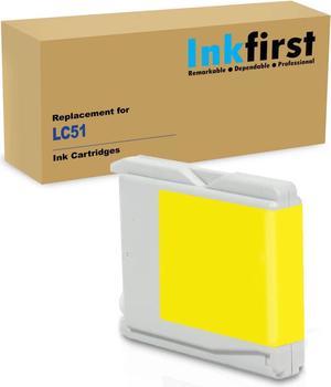 Inkfirst® Yellow Ink Cartridge LC51 Y Compatible Remanufactured for Brother LC51 Yellow MFC-230C MFC-240C MFC-3360C MFC-440CN MFC-465CN MFC-5460CN MFC-5860CN MFC-665CW MFC-685CW MFC-845CW MFC-885CW