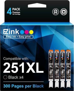 E-Z Ink (TM Compatible Ink Cartridge Replacement for Canon CLI-251XL CLI 251 XL to use with PIXMA MX922 MG5520 MG7120 MG6320 MG6620 MG5620 IX6820 IP8720 Printer(Black, 4 Pack)