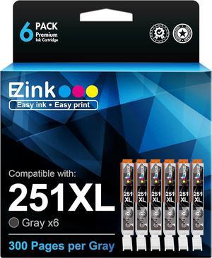 E-Z Ink (TM Compatible Ink Cartridge Replacement for Canon CLI-251XL CLI 251 to use with PIXMA IP8720 MG7520 MG6320 MG7120 Printer (Gray, 6 Pack)