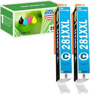 Limeink Compatible Ink Replacement for Canon CLI-281XXL CLI 281 XXL High Yield Ink Cartridges Replacements for Canon Pixma TR7520 TR8520 TS6120 TS8120 TS9120 (2 Cyan)