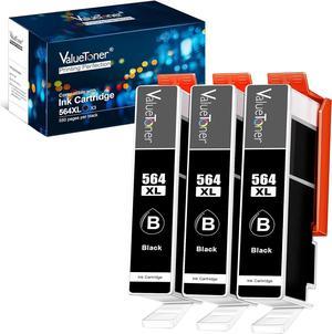 Valuetoner Compatible Ink Cartridge Replacement  564XL 564 XL for Deskjet 3520 3522, Officejet 4620, Photosmart 7510 7520 Printer ( Black, 3-Pack )