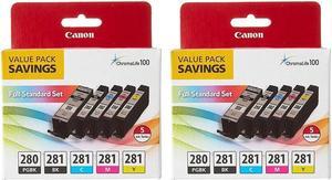 Canon 2 Pack PGI-280/CLI-281 5 Color Ink Pack for PIXMA Inkjet Printers