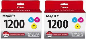 Canon 2 Pack PGI-1200 Cyan/Magenta/Yellow Ink Cartridges for MAXIFY MB2020, MB2120, MB2320, and MB2720 Printers, 1500 Pages Yield, 3 Pack