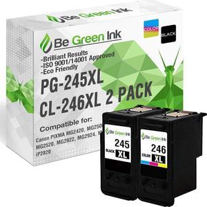 Be Green Ink Compatible Replacement Ink Cartridges for Canon PIXMA MG2420, MG2500, MG2520, MG2922, MG2924, MX492, iP2820  Canon PG-245XL CL-246XL Black and Color Ink (2 Pack- 1 Black, 1 Color)