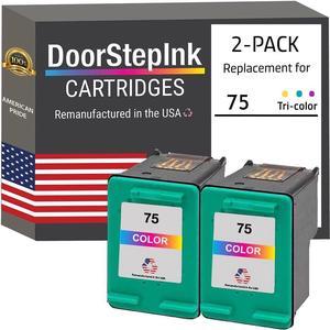 DoorStepInk Remanufactured in The USA Ink Cartridge Replacements  75 2 - Color CB337  Deskjet D4260, D4360; OfficeJet J5780, J6480; Photosmart D5345, D5360