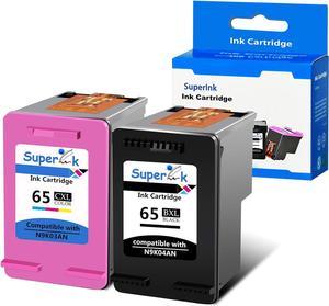 SuperInk Remanufactured High Yield Ink Cartridge Replacement  65 65XL 65 XL N9K04AN N9K03AN Compatible with Deskjet 2600 2620 3720 3752 Envy 5052 5055 Printer (1 Black 1 Tri-Color, 2 Pack)