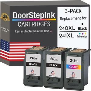 DoorStepInk Remanufactured in The USA Ink Cartridge Replacement for Canon PG-240XL 240 XL 2 Black CL-241XL 241 XL 1 Color High Yield Printer Ink for Pixma MG3620 MX432 MX532 MG3520 MX452 MX512