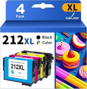 SAILNER 212XL Ink Cartridges Remanufactured Ink Cartridge Replacement for Epson 212XL 212 XL use with Expression Home XP4105 XP-4105 XP4100 XP-4100 Workforce WF-2850 WF2850 WF2830 Printer 4 Pack 212