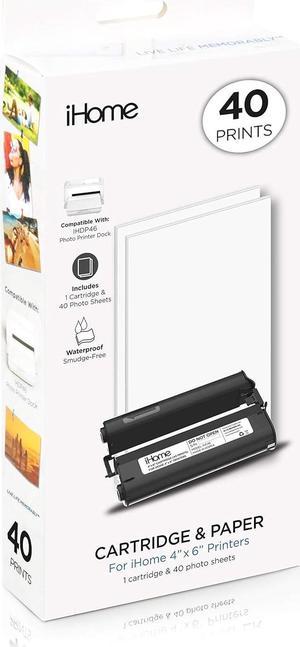 iHome® 4x6 Inch Ink+Paper Cartridge (40 Prints Total), Model Number: IHC46-40