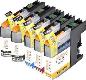 Sherman Inks Compatible Ink Cartridge Replacement for Brother LC101, LC103 (Black, Cyan, Magenta, Yellow, 5 Pack)