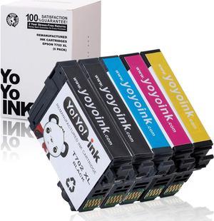 YoYoInk 5-Pack Remanufactured Ink Cartridge Replacement for Epson T702XL 702 XL (2 Black, 1 Cyan, 1 Magenta, 1 Yellow)