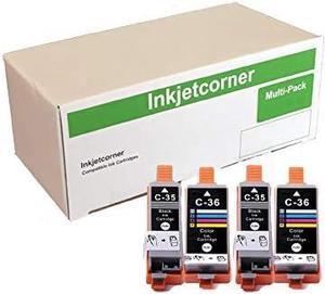 Inkjetcorner Compatible Ink Cartridge Replacement for PGI-35 CLI-36 for use with iP100 iP110 TR150 Printer (2 Black 2 Color, 4-Pack)