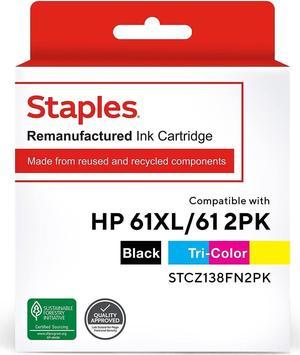 STAPLES Remanufactured Ink Cartridge Replacement  61XL/61 (1 Black & 1 Tri-Color)