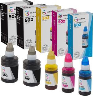 LD Compatible Ink Bottle Replacement for Epson 502 (2 Black, 1 Cyan, 1 Magenta, 1 Yellow, 5-Pack)