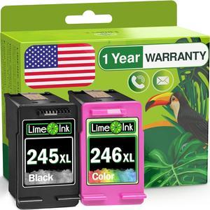 Limeink 2 Pack Remanufactured PG-245XL CL-246XL High Yield Ink Cartridges (1 Black, 1 Color) for Pixma iP2820 MG2420 MG2520 MG2920 MG2924 MG2922 MX492 Shows Accurate Ink Level