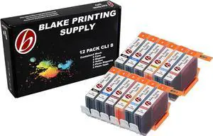 12 Pack Blake Printing Supply CLI8 Ink Cartridges for Canon PIXMA iP6600D PIXMA iP6700D