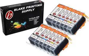 12 Pack with Gray Blake Printing Supply CLI-226 226 PGI-225 225 Ink Cartridges for Canon PIXMA MG6120 PIXMA MG6220 PIXMA MG8120 PIXMA MG8120B PIXMA MG8220