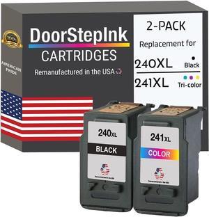 DoorStepInk Remanufactured in The USA Ink Cartridge Replacement for Printer Canon PG-240XL 240XL CL-241XL 241XL Black Color Combo Pack PIXMA MG3122 MG3522 MX472 MG2120 MG2220 MX432 MX439 MX452 MX459