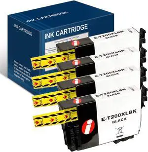 INK4WORK 4 Pack 200XL Remanufactured Ink Cartridge Replacement for Epson T200XL T200 XL Expression XP-410 XP-400 XP-310 XP-200, Workforce WF-2520 WF-2530 WF-2540 (Black, 4-Pack)
