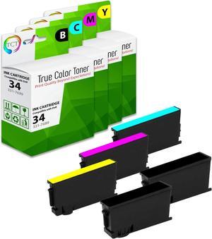 TCT Compatible Ink Cartridge Replacement for Dell 34 Series Works with Dell V525w V725W Printers (Black 331-7689, Cyan 331-7690, Magenta 331-7691, Yellow 331-7692) - 5 Pack