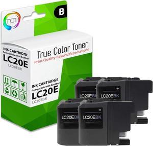 TCT Compatible Ink Cartridge Replacement for Brother LC20E LC20EBK Black Super High Yield Works with Brother MFC-J5920DW J985DW Printers (2,400 Pages) - 4 Pack