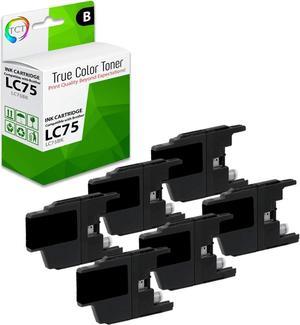 TCT Compatible Ink Cartridge Replacement for Brother LC75 LC75BK Black Works with Brother MFC-J430W J825DW J435W J425W J280W J625DW Printers (600 Pages) - 6 Pack