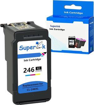 SuperInk Remanufactured Ink Cartridge Compatible for Canon CL-246XL CL-246 246XL 246 XL Pixma MG2522 MX492 MG2520 MG2920 MG2420 MX490 MG2525 MG2555 MG3020 Printer Show Ink Level (Tri-Color,1 Pack)