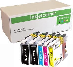 Inkjetcorner Compatible Ink Cartridges Replacement for LC203 LC203XL for use with MFC-J460DW MFC-J480DW MFC-J485DW MFC-J680DW MFC-J880DW MFC-J885DW (2 Black, 1 Cyan, 1 Magenta, 1 Yellow, 5-Pack)