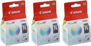 3 X Canon CL-211, 2976B001 (CL211CLR) Color OEM Genuine Inkjet/Ink Cartridge