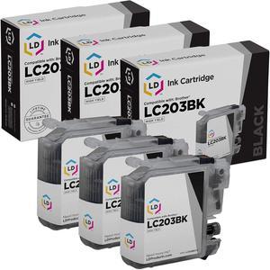 LD Compatible Ink Cartridge Replacement for Brother LC203BK High Yield (Black, 3-Pack)