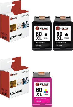 Laser Tek Services Compatible Ink Cartridge Replacement  60XL Works with HP Deskjet D1660 D1663 D2530 D2545 D2560 Printers (Black, Color, 3 Pack)