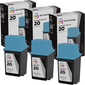 LD Remanufactured Replacements for Hewlett Packard C6614DN (HP 20) Set of 3 Black Inkjet Cartridges for use in HP ...